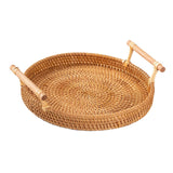Maxbell Handwoven Round Basket Serving Platter Multipurpose for Dining Room Sundries 22cm