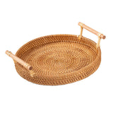 Maxbell Handwoven Round Basket Serving Platter Multipurpose for Dining Room Sundries 22cm
