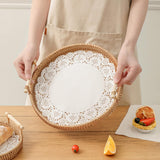 Maxbell Handwoven Round Basket Serving Platter Multipurpose for Dining Room Sundries 22cm