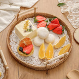 Maxbell Handwoven Round Basket Serving Platter Multipurpose for Dining Room Sundries 22cm