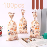 Maxbell 100 Pieces Candy Bag Pouch with Ties Treat Bags for Valentine Birthday Gift