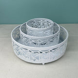 Maxbell 3 Pieces Round Cake Stand Set Display Cupcake Stands for Event Birthday White Style A