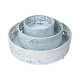 Maxbell 3 Pieces Round Cake Stand Set Display Cupcake Stands for Event Birthday White Style B