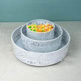Maxbell 3 Pieces Round Cake Stand Set Display Cupcake Stands for Event Birthday White Style B