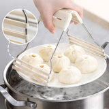 Maxbell Bowl Plate Clamp Adjustable Sturdy Utensil Holder for Restaurant Oven Baking White