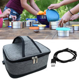 Maxbell USB Lunch Box Electric Thermal Bag Food Warmer for Car Cooking Working Gray