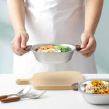 Maxbell 500ml Stainless Steel Bowl Multipurpose with Wooden handle for Dessert Soup