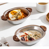 Maxbell 500ml Stainless Steel Bowl Multipurpose with Wooden handle for Dessert Soup