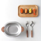 Maxbell 500ml Stainless Steel Bowl Multipurpose with Wooden handle for Dessert Soup