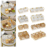 Maxbell Divided Serving Dishes Dried Fruit Plate Nuts Tray for Snacks 2 Grids Clear