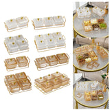 Maxbell Divided Serving Dishes Dried Fruit Plate Nuts Tray for Snacks 2 Grids Clear