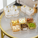 Maxbell Divided Serving Dishes Dried Fruit Plate Nuts Tray for Snacks 2 Grids Clear