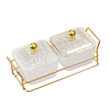Maxbell Divided Serving Dishes Dried Fruit Plate Nuts Tray for Snacks 2 Grids Clear