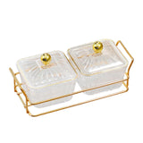 Maxbell Divided Serving Dishes Dried Fruit Plate Nuts Tray for Snacks 2 Grids Clear