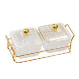 Maxbell Divided Serving Dishes Dried Fruit Plate Nuts Tray for Snacks 2 Grids Clear