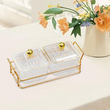 Maxbell Divided Serving Dishes Dried Fruit Plate Nuts Tray for Snacks 2 Grids Clear
