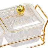 Maxbell Divided Serving Dishes Dried Fruit Plate Nuts Tray for Snacks 2 Grids Clear
