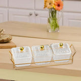 Maxbell Divided Serving Dishes Dried Fruit Plate Nuts Tray for Snacks Clear 3 Grids