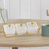 Maxbell Divided Serving Dishes Dried Fruit Plate Nuts Tray for Snacks Clear 3 Grids
