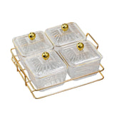 Maxbell Divided Serving Dishes Dried Fruit Plate Nuts Tray for Snacks Clear 4 Grids
