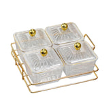 Maxbell Divided Serving Dishes Dried Fruit Plate Nuts Tray for Snacks Clear 4 Grids