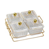 Maxbell Divided Serving Dishes Dried Fruit Plate Nuts Tray for Snacks Clear 4 Grids
