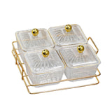 Maxbell Divided Serving Dishes Dried Fruit Plate Nuts Tray for Snacks Clear 4 Grids
