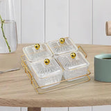 Maxbell Divided Serving Dishes Dried Fruit Plate Nuts Tray for Snacks Clear 4 Grids