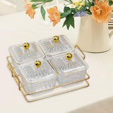 Maxbell Divided Serving Dishes Dried Fruit Plate Nuts Tray for Snacks Clear 4 Grids