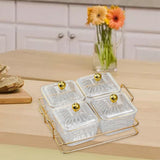 Maxbell Divided Serving Dishes Dried Fruit Plate Nuts Tray for Snacks Clear 4 Grids