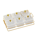 Maxbell Divided Serving Dishes Dried Fruit Plate Nuts Tray for Snacks Clear 6 Grids