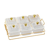 Maxbell Divided Serving Dishes Dried Fruit Plate Nuts Tray for Snacks Clear 6 Grids