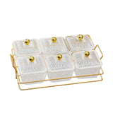 Maxbell Divided Serving Dishes Dried Fruit Plate Nuts Tray for Snacks Clear 6 Grids