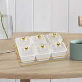 Maxbell Divided Serving Dishes Dried Fruit Plate Nuts Tray for Snacks Clear 6 Grids
