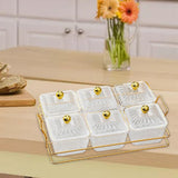 Maxbell Divided Serving Dishes Dried Fruit Plate Nuts Tray for Snacks Clear 6 Grids