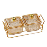 Maxbell Divided Serving Dishes Dried Fruit Plate Nuts Tray for Snacks Brown 2 Grids