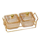 Maxbell Divided Serving Dishes Dried Fruit Plate Nuts Tray for Snacks Brown 2 Grids