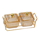 Maxbell Divided Serving Dishes Dried Fruit Plate Nuts Tray for Snacks Brown 2 Grids