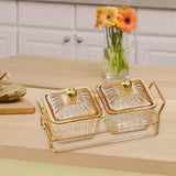 Maxbell Divided Serving Dishes Dried Fruit Plate Nuts Tray for Snacks Brown 2 Grids