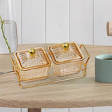 Maxbell Divided Serving Dishes Dried Fruit Plate Nuts Tray for Snacks Brown 2 Grids