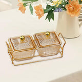 Maxbell Divided Serving Dishes Dried Fruit Plate Nuts Tray for Snacks Brown 2 Grids