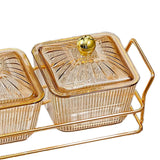 Maxbell Divided Serving Dishes Dried Fruit Plate Nuts Tray for Snacks Brown 2 Grids