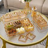 Maxbell Divided Serving Dishes Dried Fruit Plate Nuts Tray for Snacks Brown 3 Grids