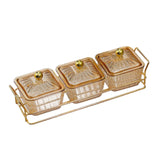 Maxbell Divided Serving Dishes Dried Fruit Plate Nuts Tray for Snacks Brown 3 Grids