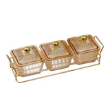 Maxbell Divided Serving Dishes Dried Fruit Plate Nuts Tray for Snacks Brown 3 Grids