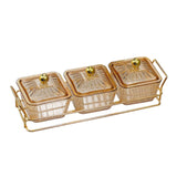 Maxbell Divided Serving Dishes Dried Fruit Plate Nuts Tray for Snacks Brown 3 Grids
