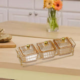 Maxbell Divided Serving Dishes Dried Fruit Plate Nuts Tray for Snacks Brown 3 Grids