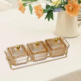 Maxbell Divided Serving Dishes Dried Fruit Plate Nuts Tray for Snacks Brown 3 Grids