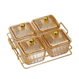 Maxbell Divided Serving Dishes Dried Fruit Plate Nuts Tray for Snacks Brown 4 Grids