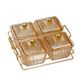 Maxbell Divided Serving Dishes Dried Fruit Plate Nuts Tray for Snacks Brown 4 Grids